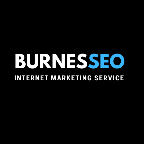 Logo for "BurnesSEO" with the tagline "Internet Marketing Service" on a black background. The word "Burnes" is white, and "SEO" is blue.